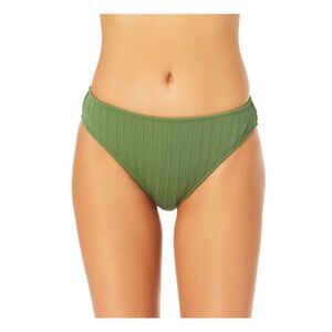 CALIFORNIA SUNSHINE Women's Green Stretch Bikini Textured Swimsuit Bottom L